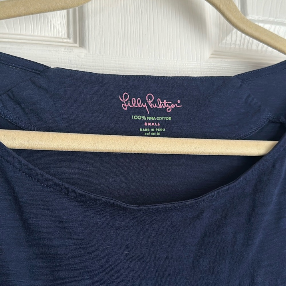 Lilly Pulitzer navy pima cotton dress beach coverup